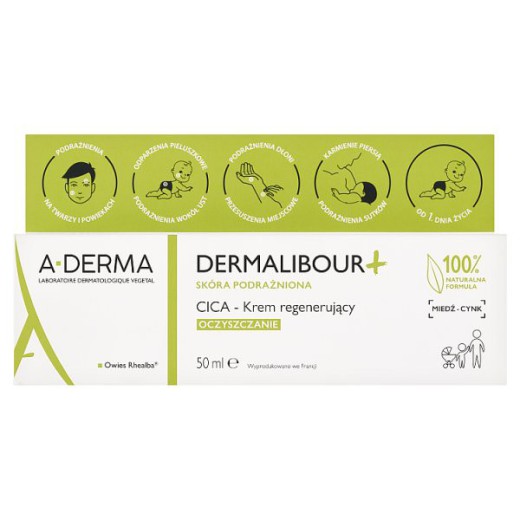A-Derma Dermalibour+ CICA, krem regenerujący do skóry podrażnionej, od 1 dnia życia, 50 ml