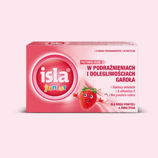 Isla Junior, smak truskawkowy, 20 pastylek