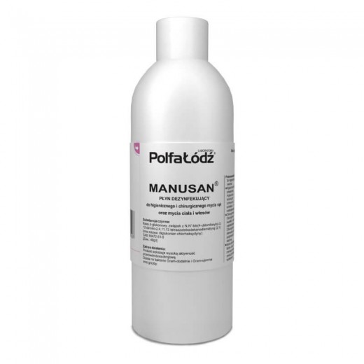 Manusan, płyn dezynfekujący do higienicznego i chirurgicznego mycia rąk, ciała i włosów, 500 ml