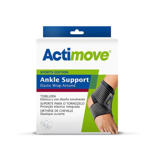 Actimove Sports Edition Ankle Support, stabilizator stawu skokowego z elastycznym pasem do owijania, rozmiar M, 1 sztuka