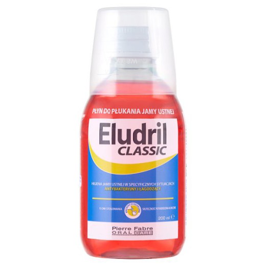 Eludril Classic, płyn do płukania jamy ustnej, antybakteryjny i łagodzący, 200 ml