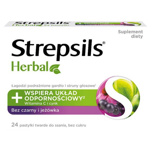 Strepsils Herbal Bez czarny i jeżówka, 24 pastylki