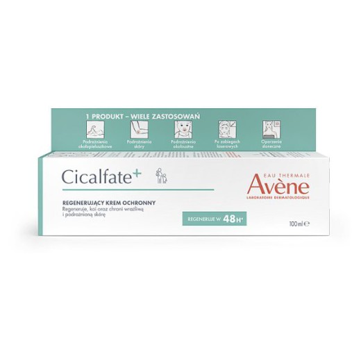 Avene Cicalfate+, regenerujący krem ochronny dla całej rodziny, skóra wrażliwa i podrażniona, 100 ml