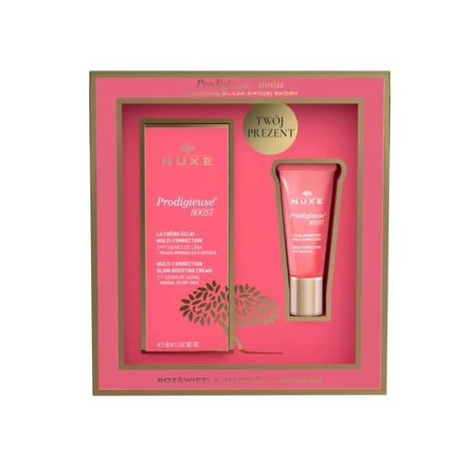 NUXE PRODIGIEUSE BOOST Zestaw Rozświetlający Krem do skóry suchej, 40 ml+ Żelowy balsam pod oczy, 15 ml