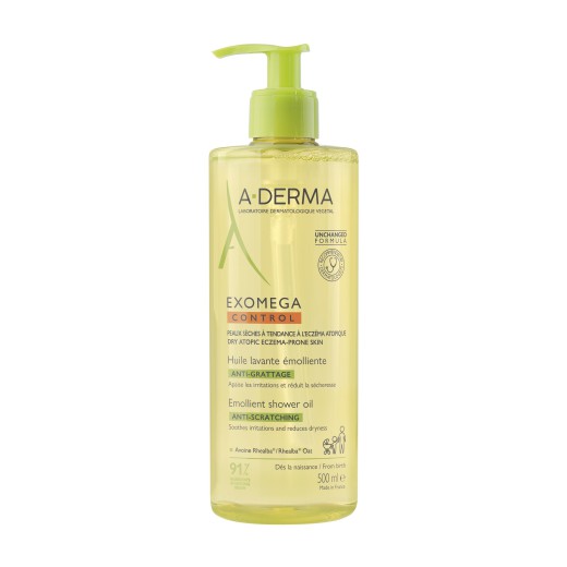 A-Derma Exomega Control, żel emolient do mycia ciała, twarzy, włosów 2w1 - przeciw drapaniu, 500 ml