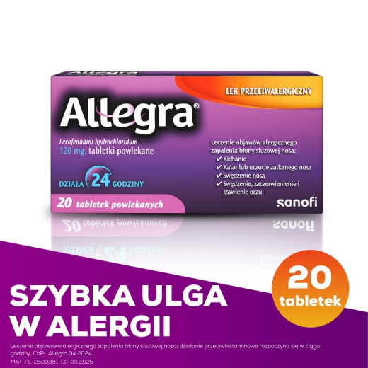 Allegra 120 mg, 20 tabletek powlekanych