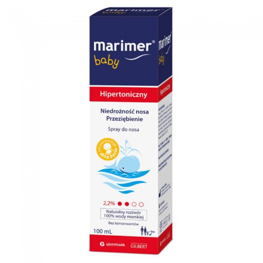 Marimer Baby, woda morska hipertoniczna, spray do nosa, od urodzenia, 100 ml