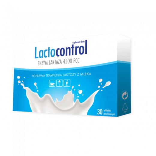 Lactocontrol, Enzym laktaza 4500 FCC, tabletki powlekane, 30 szt.