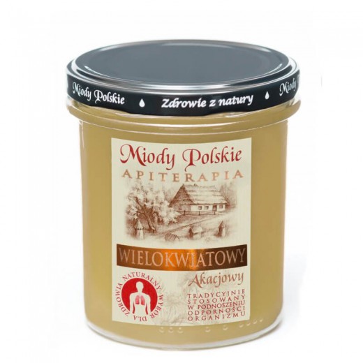 Miód Wielokwiatowy akacjowy, naturalny, Miody Polskie, 400 g