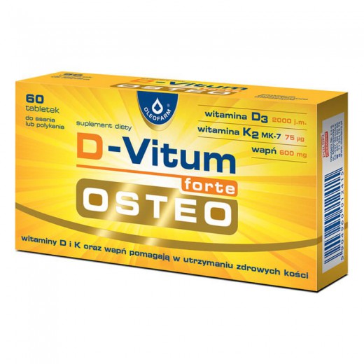 D-Vitum forte Osteo, smak cytrynowy, 60 tabletek do ssania