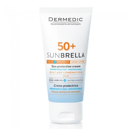 Dermedic Sunbrella, krem ochronny, skóra tłusta i mieszana, SPF 50+, 50 g