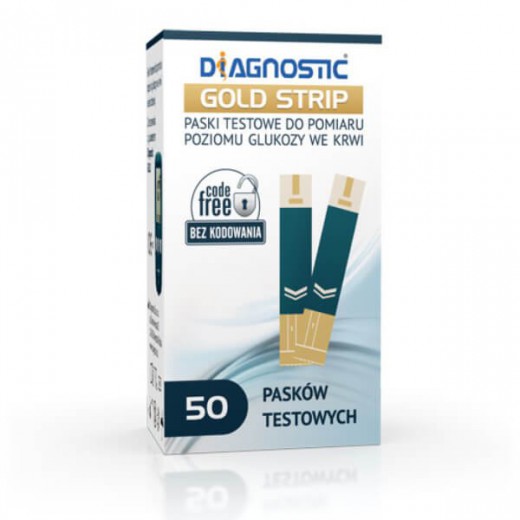 Diagnostic Gold Strip, paski testowe do pomiaru glukozy, 50 sztuk