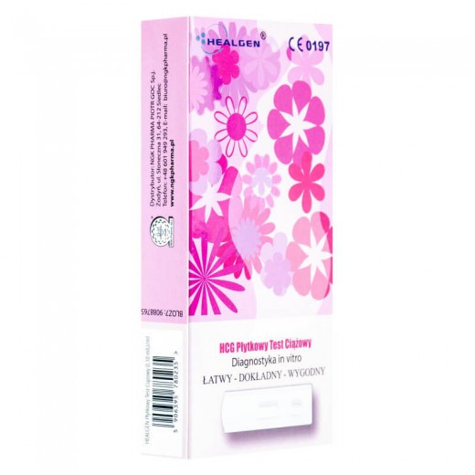 Healgen, płytkowy test ciążowy 0,10 mlU/ml, 1 sztuka