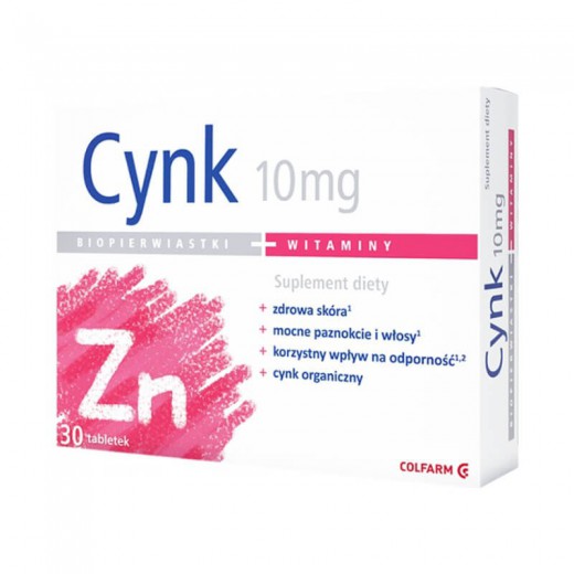 Cynk 10 mg, 30 tabletek powlekanych