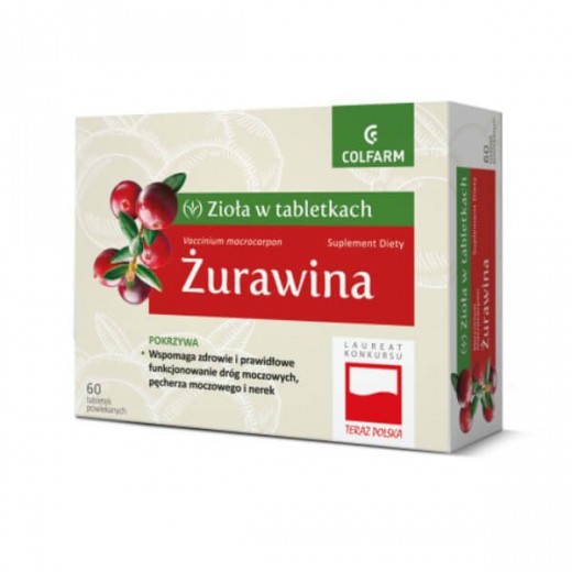 Zioła w tabletkach, Żurawina, 60 tabletek
