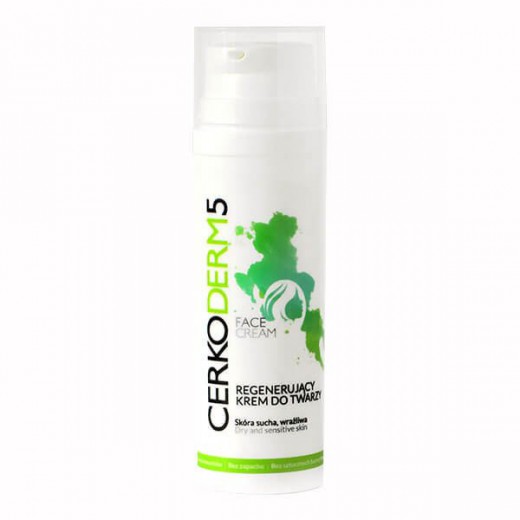 Cerkoderm 5, regenerujący krem do twarzy, skóra sucha i wrażliwa, 50 ml