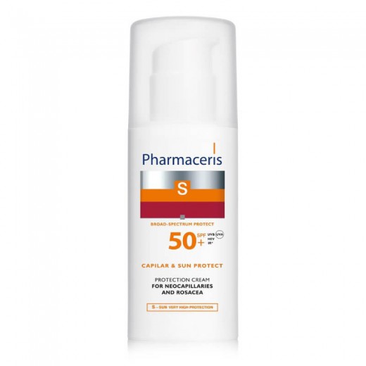 PHARMACERIS Capilar & Sun Protect, krem ochronny, dla skóry naczynkowej i z trądzikiem różowatym SPF50+, 50ml
