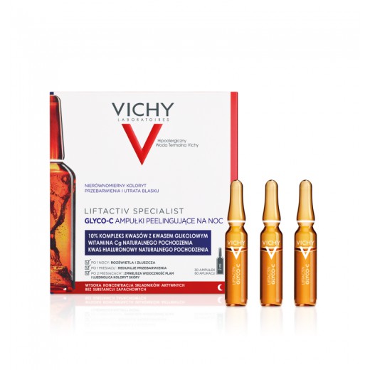 Vichy Liftactiv Glyco-C, skoncentrowana kuracja peelingująca na noc, ampułki, 30 x 2 ml