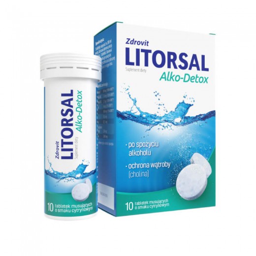 Zdrovit Litorsal Alko-Detox, smak cytrynowy 10 tabletek musujących