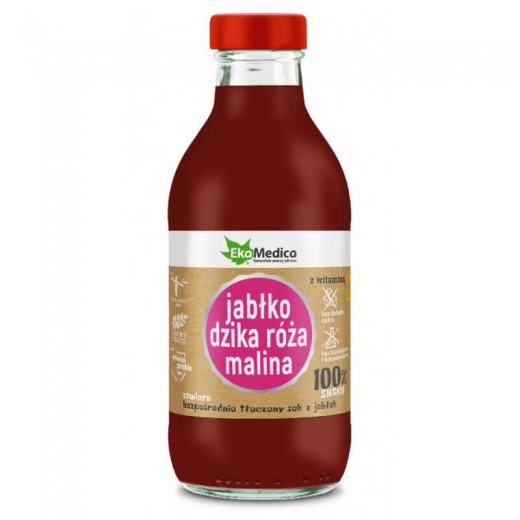 Jabłko Dzika róża Malina, sok 100%, EkaMedica, 300ml