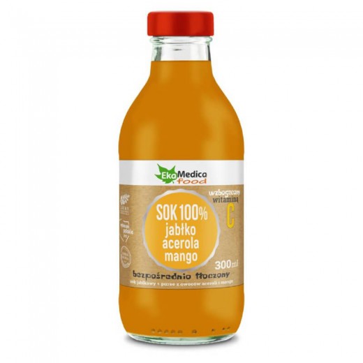 Jabłko Acerola Mango, sok 100%, EkaMedica, 300ml