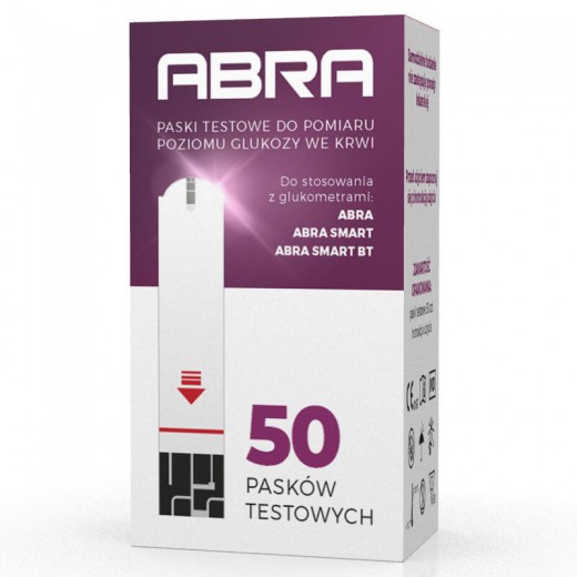 Abra, paski testowe do pomiaru poziomu glukozy we krwi, 50 sztuk