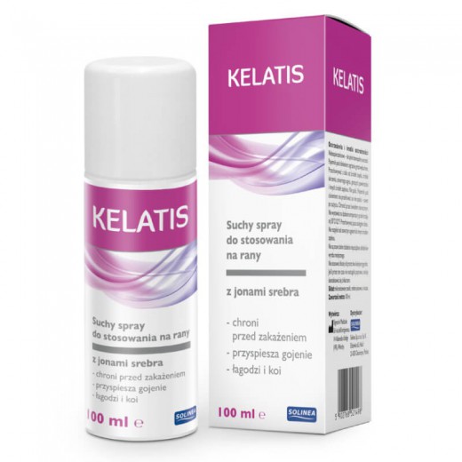 Kelatis, suchy spray do stosowania na rany, z jonami srebra, 100 ml