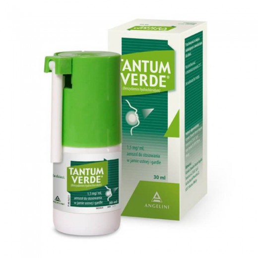 Tantum Verde 1,5 mg/ ml, aerozol do stosowania w jamie ustnej i gardle, 30 ml (import równoległy Inpharm)