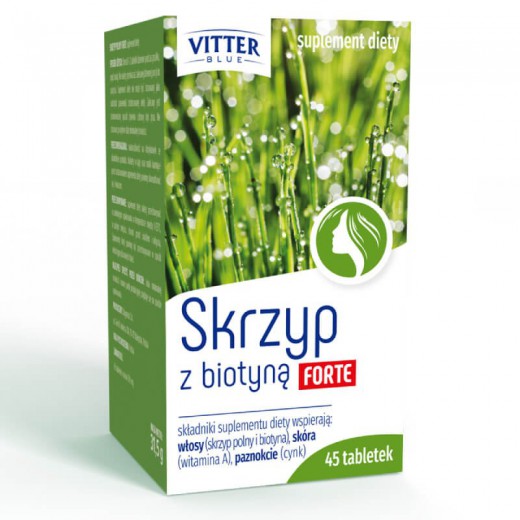 Skrzyp z biotyną Forte, Vitter Blue, 45 tabletek + pilnik do paznokci