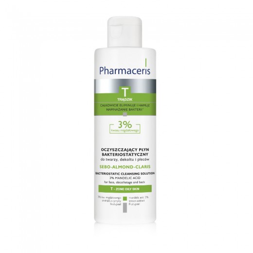 PHARMACERIS T, Sebo-Almond Claris, płyn bakteriostatyczny do twarzy, dekoltu i pleców, 190ml