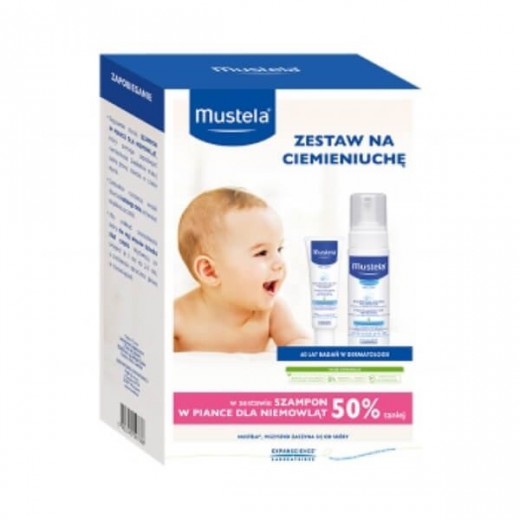 Mustela Bebe Enfant, Zestaw na ciemieniuchę, krem na ciemieniuchę, 40 ml + szampon w piance, od urodzenia, 150 ml