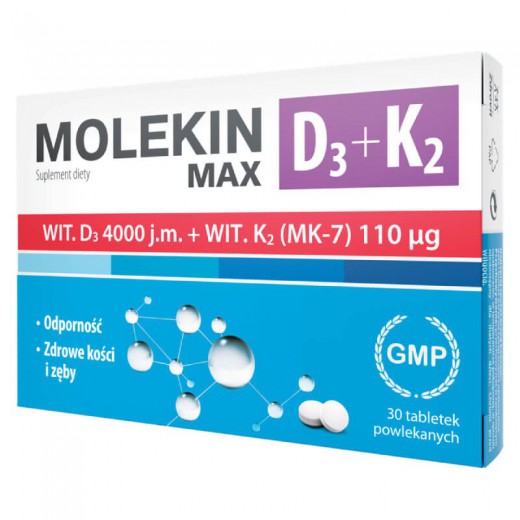 Molekin D3 + K2 Max, 30 tabletek powlekanych