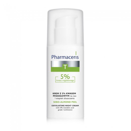 PHARMACERIS T, Sebo-Almond Peel, krem z 5% kwasem migdałowym na noc, I stopień złuszczania, 50ml