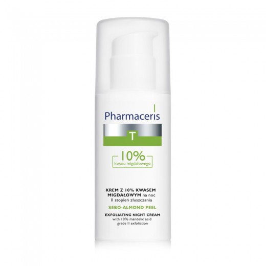 PHARMACERIS T, Sebo-Almond Peel, krem z 10% kwasem migdałowym na noc, II stopień złuszczania, 50ml