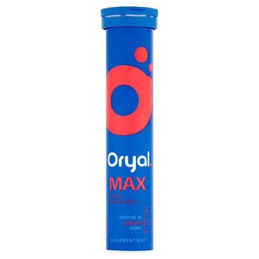 Oryal MAX elektrolity, smak malinowy, 15 tabletek musujących
