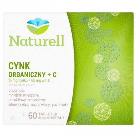 Naturell Cynk organiczny + C, 60 tabletek