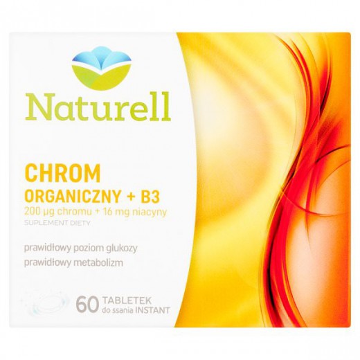 Naturell Chrom organiczny + B3, 60 tabletek do ssania