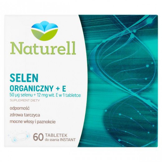 NATURELL, Selen organiczny + witamina E, 60 tabletek do ssania