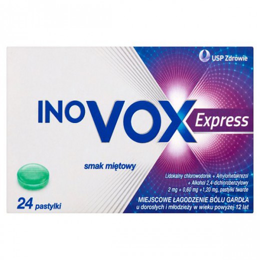 Inovox Express, smak miętowy, pastylki twarde, 24 szt.
