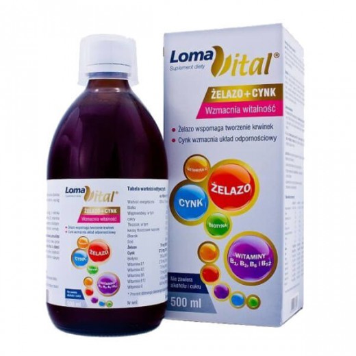 Loma Vital Żelazo + Cynk, płyn, 500 ml