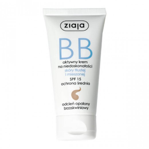 Ziaja BB, aktywny krem na niedoskonałości, skóra tłusta i mieszana, odcień opalony, 50 ml